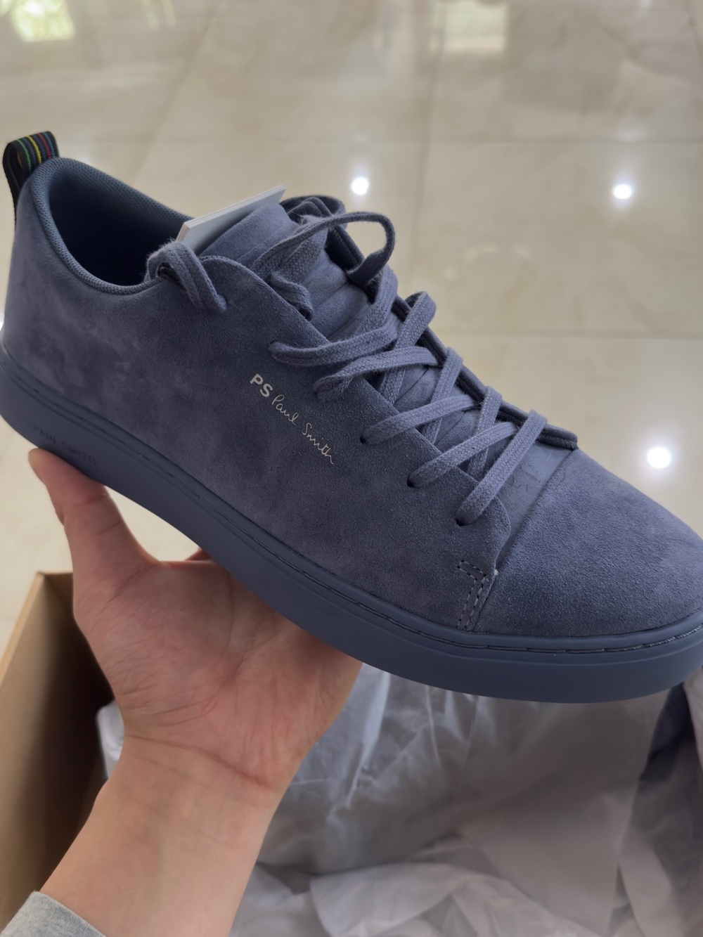 PS Paul Smith Men's Suede Sneaker in Dusty Blue